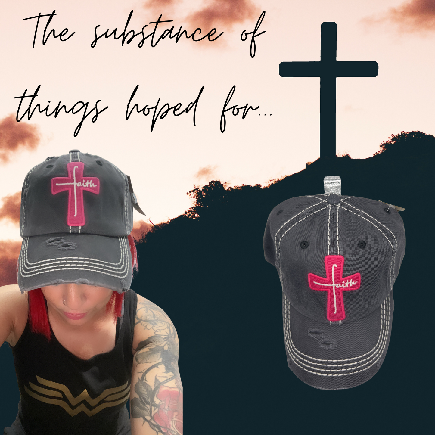 Faith Cross Hat- Multiple Colors Available