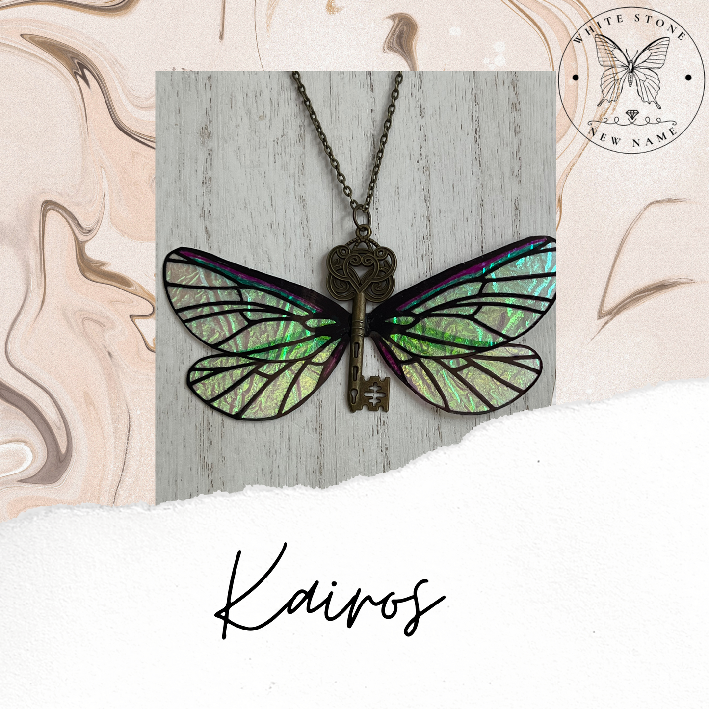 NEW DESIGN! Kairos Necklace Dragonfly and Key